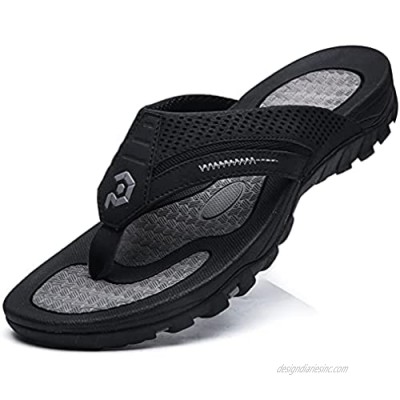 Pulltop Men's Flip Flop with Wide Strap  Non-Slip Sandals Slides Mens Summer Beach House Slippers  Waterproof Bathroom Shower Shoes for Men