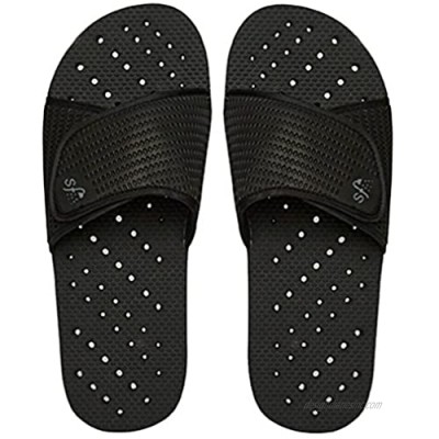 Showaflops Mens' Shower & Water Sandals for Pool  Beach  Dorm and Gym - Classic Adjustable Colorblock Slide