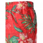 JOGAL Men's Flower Flat Front Casual Aloha Hawaiian Shorts