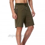 Yedilen Men's Shorts Casual Elastic Waist Drawstring Summer Shorts with Zipper Pocket