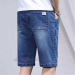 Andongnywell Men's Mid Waist Casual Loose Denim Shorts Slim Thin Straight Leg Short Jeans Pants with Pockets Zip