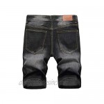 Aodrusa Mens Rippded Denim Shorts Distressed Middle Length Short Jeans with Pockets