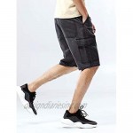 chouyatou Men's Summer Casual Knee Length 6 Pockets Washed Denim Cargo Shorts