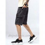 chouyatou Men's Summer Casual Knee Length 6 Pockets Washed Denim Cargo Shorts
