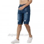 Extreme Pop Mens Denim Shorts Ripped Short Jeans Distressed Half Pants Indigo White UK Stock