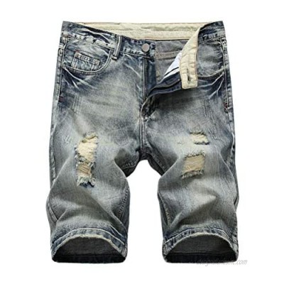 IDEALSANXUN Ripped Jean Shorts for Mens Distressed Slim Fit Denim Shorts