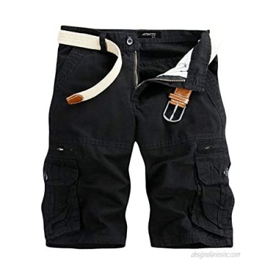 Men's Pants - Limsea Multi-Pocket Versatile Twill Cargo Capri Shorts Active Normal Waist Loose