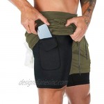 terbklf Compression Shorts with Pocket Men's Easy Jogging Shorts Workout Running Shorts 2 in 1 Training Gym Shorts