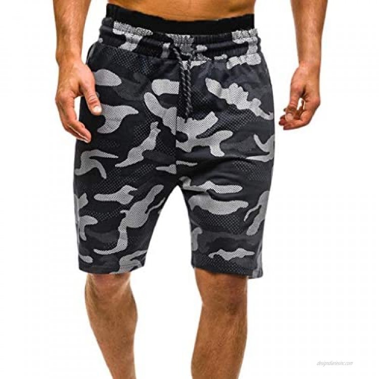 terbklf Mens Summer Casual Cargo Shorts Pants Camouflage Shorts for Men Slim Drawstring Beach Shorts Basketball Shorts