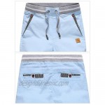 Calsky Men's Casual Shorts Classic Fit Flat-Front Drawstring Chino Summer Beach Shorts with Elastic Waist and Pockets