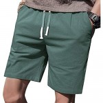 DELCARINO Men's Linen Shorts Casual Drawstring Shorts with Elastic Waist