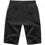 Thobisy Mens Shorts Casual Workout Shorts Drawstring Zipper Pockets Elastic Waist