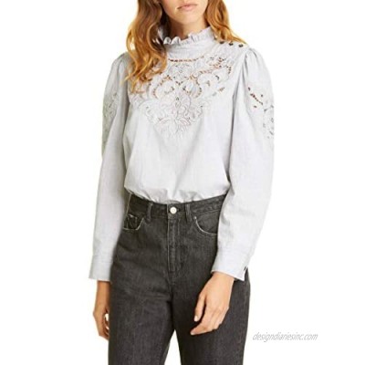 Rebecca Taylor Heather Gray La Vie Leah Embroidered Eyelet Top  US X-Small