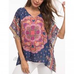 WEIYAN Women's Loose Casual Short Sleeve Floral Chiffon Tops T-Shirt Blouse