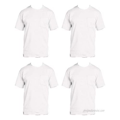 Fruit of the Loom mens 5 oz. 100% Heavy Cotton HD Pocket T-Shirt (3931P) WHITE-4PK