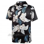 Hotouch Men's Hawaiian Aloha Shirt Short Sleeve Tropical Floral Print Button Down Shirt Casual Holiday Summer Shirt