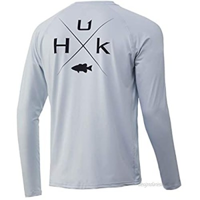 HUK Men's Pursuit Long Sleeve Sun Protecting Fishing Shirt  X Bass - Plein Air  Large
