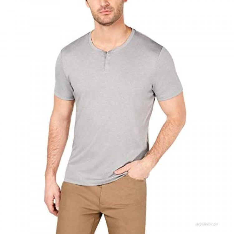 Alfani Mens Casual Short Sleeves Henley Shirt