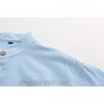 Dioufond Mens Henley Shirts Long Sleeve Mandarin Collar Popover Shirts