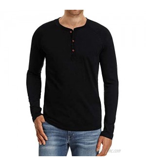 Makkrom Men's Slim Fit Long Sleeve Henley T-Shirts Casual Front Placket Basic Cotton Shirts