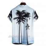 Men's Short Sleeve Shirt Top Summer Cool Blouse Fashion Stand-up Collar Striped Print Henleys T-Shirt