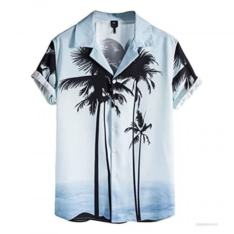 Men's Short Sleeve Shirt Top Summer Cool Blouse Fashion Stand-up Collar Striped Print Henleys T-Shirt