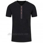 Satankud Mens Shirts Short/Long Sleeve Casual Loose Fit Henley Shirts Cotton T-Shirt