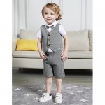 A&J DESIGN Baby & Toddler Boys Gentleman Suit 3pcs Shorts Sets Shirts & Vest & Shorts