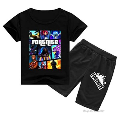 Fortnite 2 Piece Outfits Short Sleeve T Shirt & Shorts Set for Youth Teens Boys Girls