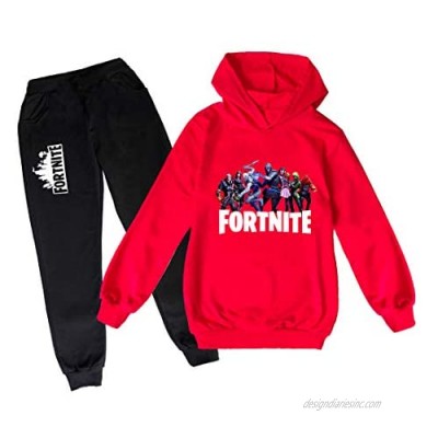 Fortnite Pullover Hoodie and Sweatpants Suit 2 Piece Outfit Fashion Sweatshirt Set for Boys Girls