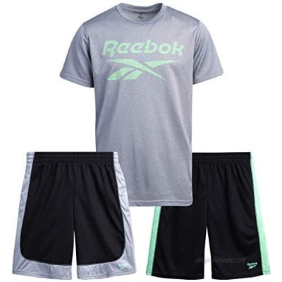 Reebok Boys’ Active Shorts Set – 3 Piece Short Sleeve T-Shirt and Athletic Shorts Kids Clothing Set (Little Kid/Big Kid)