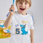 AMZTM 5th Birthday Dinosaur Tee - Dino Themed B-Day Party 5 Year Old Boy T-Shirt