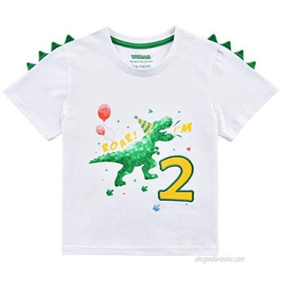 Dinosaur 2nd Birthday Shirt Toddler Boy Two Years Old Dino B-Day T-Shirt