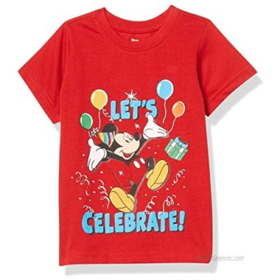 Disney Mickey Mouse Boy's Let's Celebrate Birthday Party Outfit Tee  100% Cotton