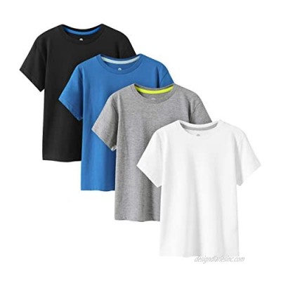 LAPASA Kids T-Shirts Pure Cotton 4-Pack  Short Sleeve White Tees Boy & Girl  100% Non-Allergenic Cotton Crew Neck Unisex K01