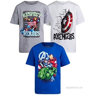 Marvel Avengers Boys 3 Pack T-Shirts - Spider-Man  Hulk  Captain America  Iron Man (Toddler/Little Boys)