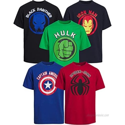 Marvel Boys' T-Shirt – 5 Pack Short Sleeve Avengers Super Hero Graphic Tee (Toddler/Little Boy/Big Boy)