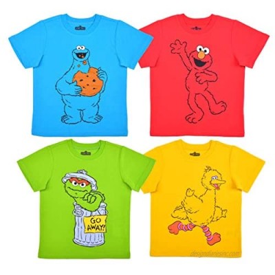 Sesame Street Boy's 4-Pack Elmo  Cookie Monster  Oscar and Big Bird Tee Shirt Set
