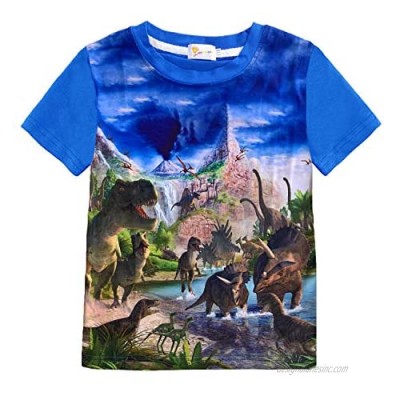 Toddler Boys Shirt Dinosaur Short Sleeve 3D T-Shirt Summer Kids Animal Graphic Cotton Tops Tees