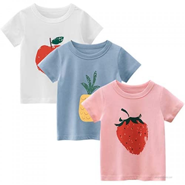 vanberfia Toddler Little Girls Boys Clothes 3-Pack Short Sleeve Crew Neck T-Shirts Top Tee 2-6T