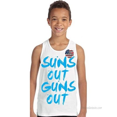 Boy's White Tank Top Suns Out Guns Out Summer T Shirt Kids Youth Clothing tee