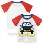 Kumary Boys 3-Pack T-Shirts Toddler Little Boys Dinosaur Car Short Sleeve Crewneck T Shirts Top Tee Size for 2-6 Years