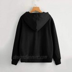 889 Womens Short Hoodie Full Zip Sweatshirt Long Sleeve Hooded Tops with Pocket Solid Color Blouse