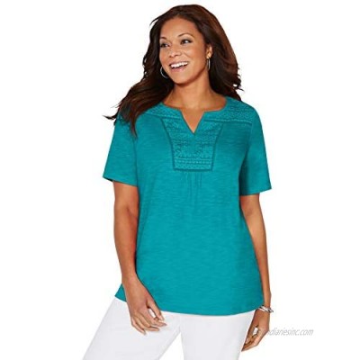 Catherines Women's Plus Size Touch of Lace Tee