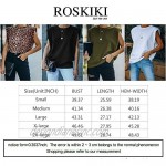 ROSKIKI Women's Loose Summer Casual Top Crew Neck Sleeveless Padded Shoulder Tees Vest Shirts Blouse