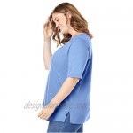 Woman Within Women's Plus Size Perfect Elbow-Sleeve Square-Neck Tee Shirt