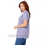 Woman Within Women's Plus Size Perfect Printed Short-Sleeve Crewneck Tee Shirt