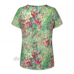 Womens Short Sleeve Shirts Cute Printed V-Neck Tshirts Blouse Summer Casual Tops Loose Fit Graphic Tees