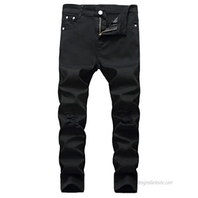 JeansNiu Boy's Ripped Skinny Jeans Destroyed Stretch Slim Distressed Pants