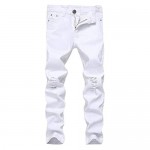 OBT Boy's Slim Stretch Skinny Fit Ripped Destroyed Distressed Fashion Denim Jeans with Holes